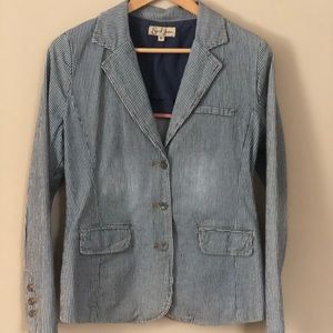 Earl Jean Railroad Stripe Denim Blazer Jacket